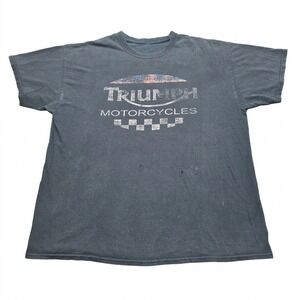 Vintage Triumph Motorcycles T Shirt XL Distressed Faded Union Jack Biker Tee